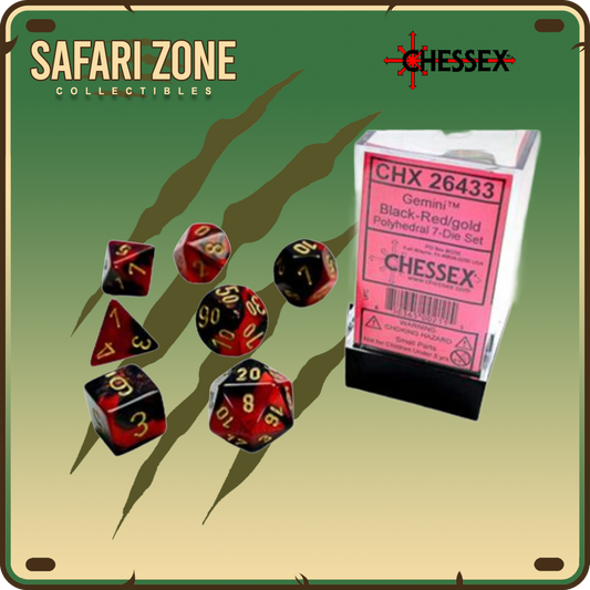 Chessex Dice - 7 Die Set - Gemini Black-Red / Gold