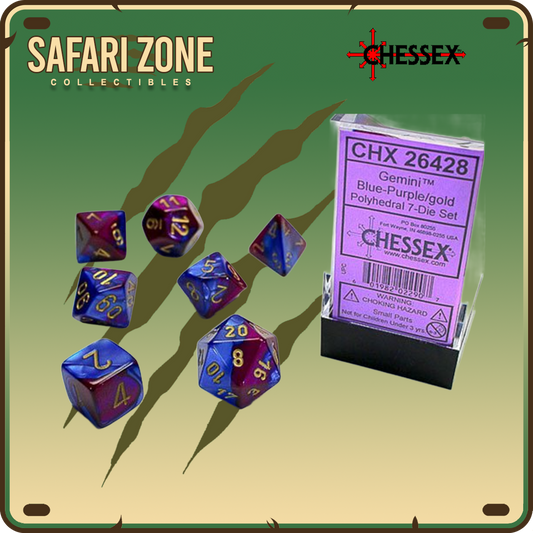 Chessex Dice - 7 Die Set - Gemini - Blue-Purple/Gold