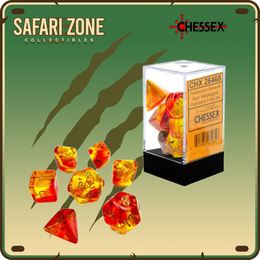 Chessex Dice - 7 Die Set - Gemini - Translucent Red-Yellow/Gold