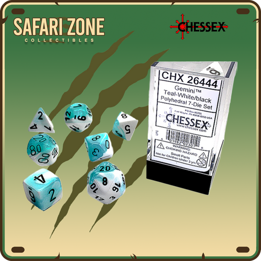Chessex Dice - 7 Die Set - Gemini - Teal-White/Black