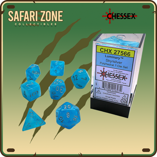 Chessex Dice - 7 Die Set - Luminary - Sky/Silver