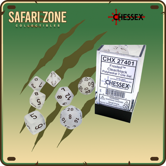 Chessex Dice - 7 Die Set - Frosted - Clear / Black
