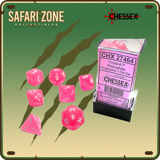 Chessex Dice - 7 Die Set - Frosted - Pink / White