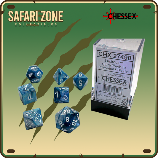 Chessex Dice - 7 Die Set - Lustrous - Slate/White