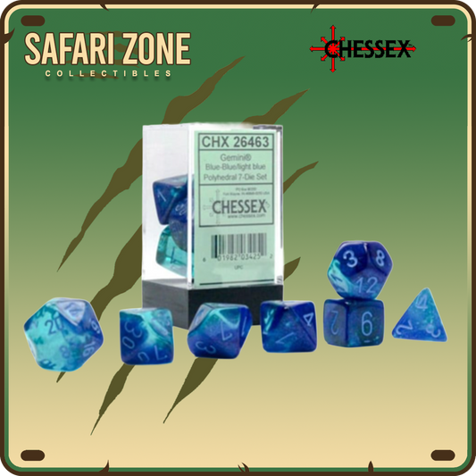 Chessex Dice - 7 Die Set - Gemini - Blue-Light/Blue