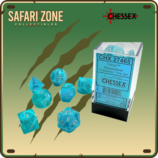 Chessex Dice - 7 Die Set - Cirrus - Aqua/Silver