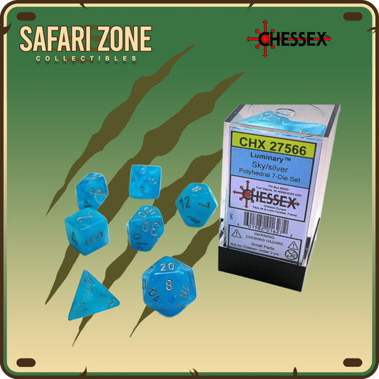 Chessex Dice - 7 Die Set - Luminary - Sky Blue/Silver