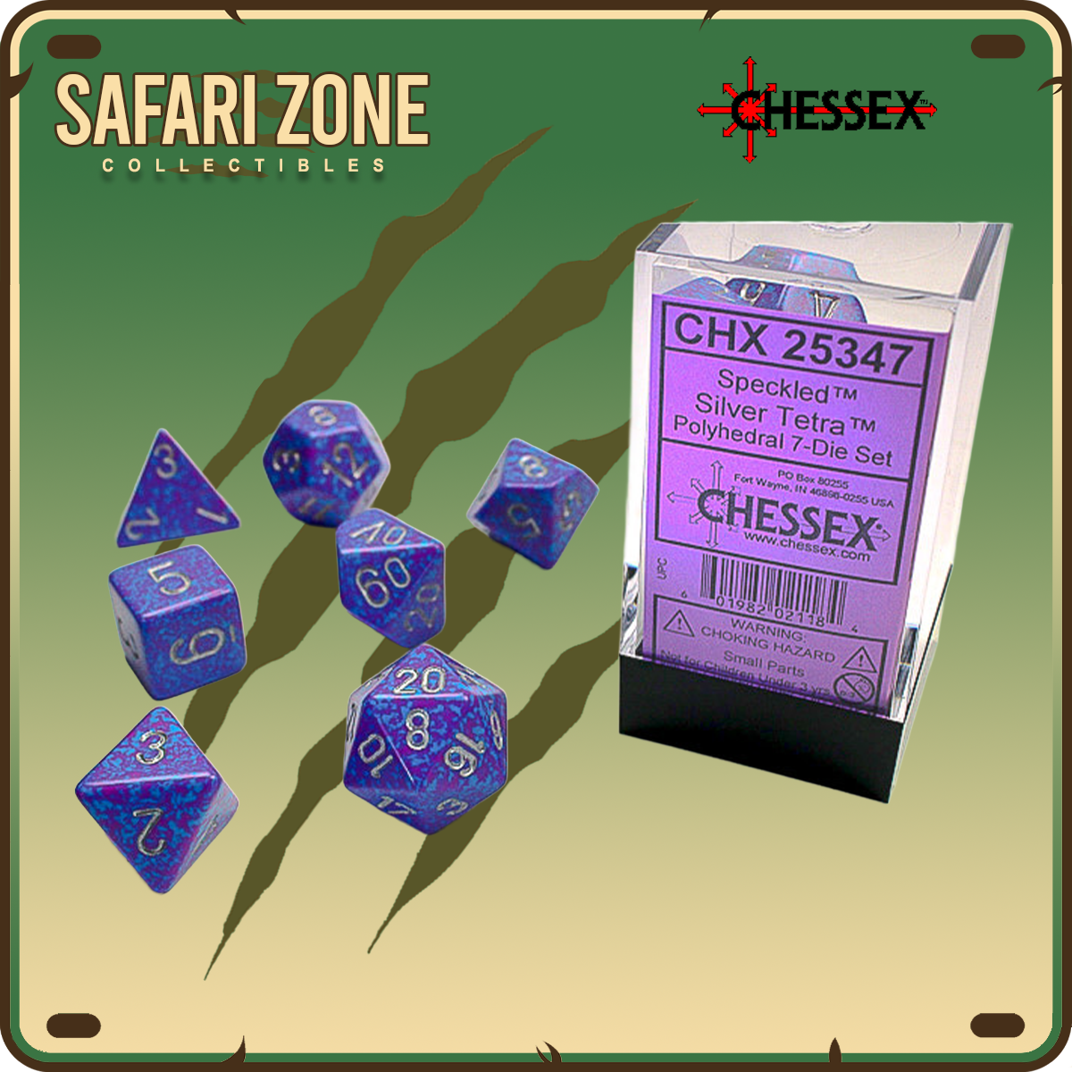 Chessex Dice - 7 Die Set - Speckled - Silver Tetra