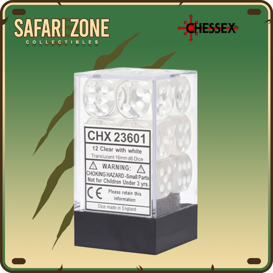 Chessex Dice - 16mm - Translucent - Clear/White