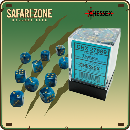 Chessex Dice - 12mm - Phantom Teal / Gold