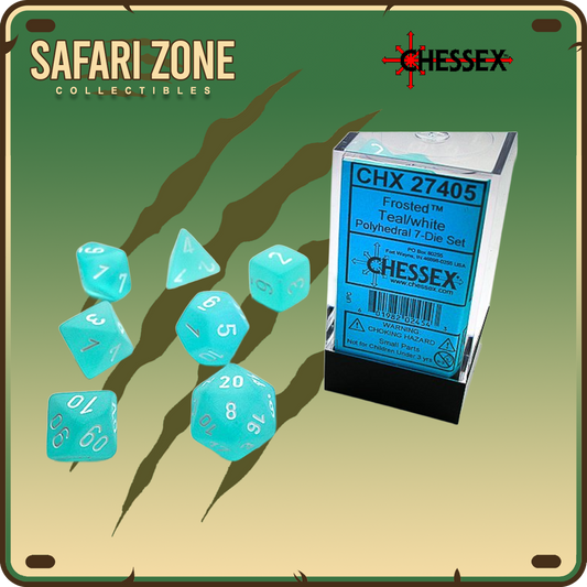 Chessex Dice - 7 Die Set - Frosted Teal/White