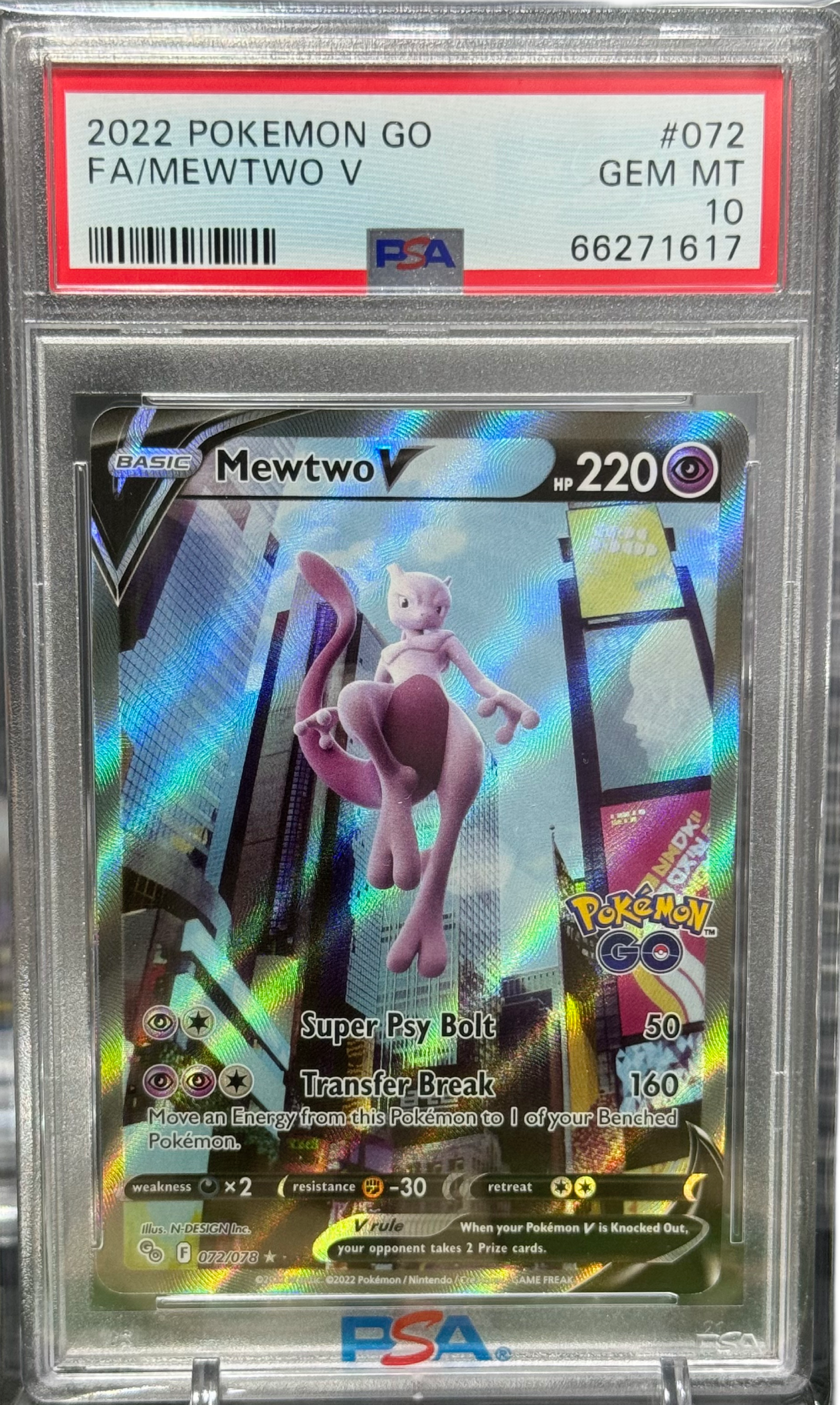 PSA 10 - Mewtwo V Alt Art - 072/078