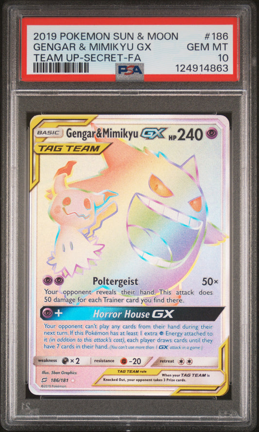 PSA 10 - Gengar & Mimikyu GX 186/181