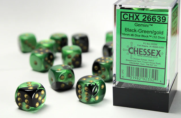 Chessex Dice:  16mm Dice Block (12 dice)