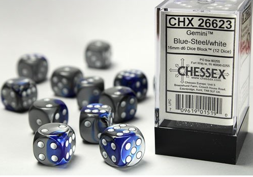 Chessex Dice:  16mm Dice Block (12 dice)