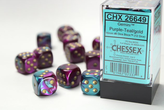 Chessex Dice:  16mm Dice Block (12 dice)