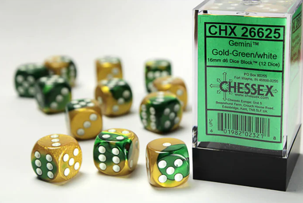 Chessex Dice:  16mm Dice Block (12 dice)