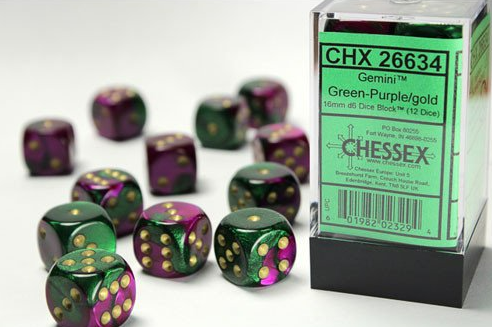 Chessex Dice:  16mm Dice Block (12 dice)