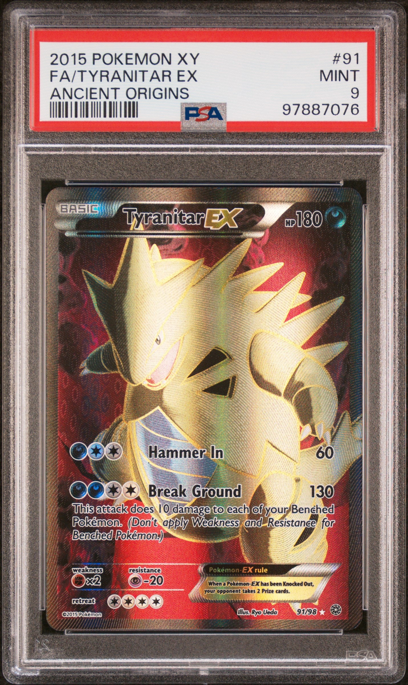 PSA 9 - Tyranitar EX Full Art - 91/98