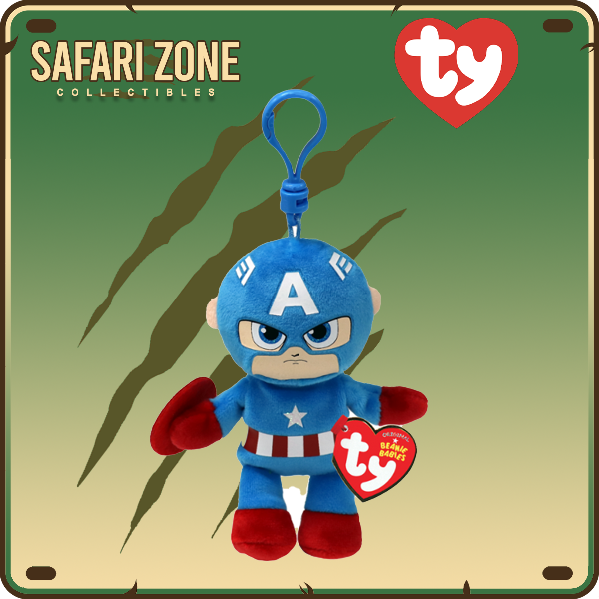 TY Beanie Babies - Clips - Captain America